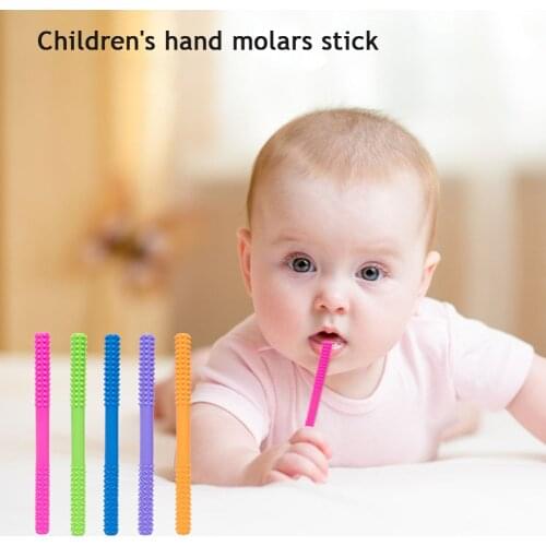 Teething Sensory Hollow Tube Baby Silicone Ring Straw Brush Feeder Molar Stick Cute Chewing Toddler Toys Baby Supplies