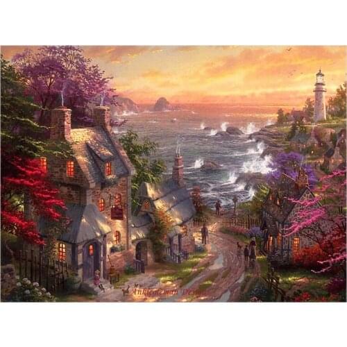 Needlework for embroidery DIY DMC High Quality - Counted Cross Stitch Kits 14 ct Oil painting - The Village Lighthouse