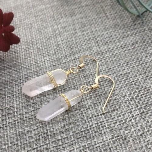 Natural Raw Quartz Crystal Point Earrings Matte Point Earrings Raw Fashion pendant Women Gifts 2020 new girl friend beautiful