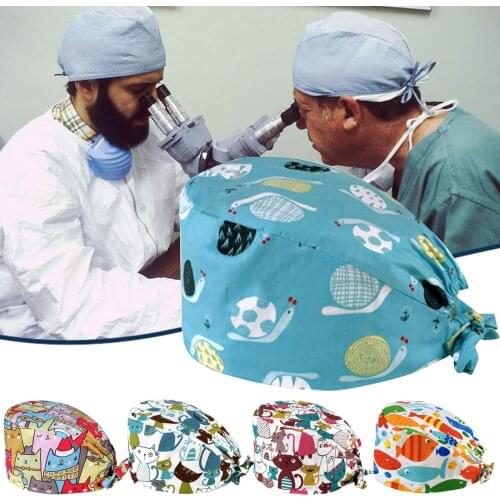 Beauty Salon Women Men Bouffant Gourd Caps Health Care Sweatband Working Nurse Scrub Hat Adjustable Bandage Gorro Enfermera A50