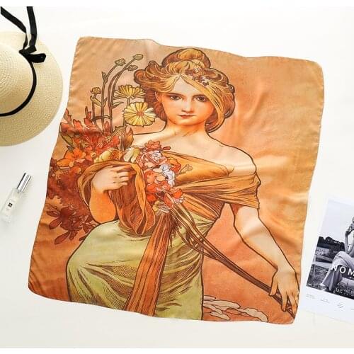 Silk Square Bandana Scarf 70*70cm Women Luxury Brand Foulard Hijab Head Satin Female Neck Hair Tie Silk Scarves Shawl