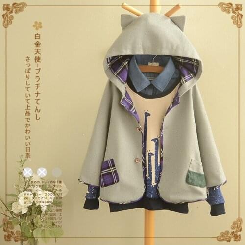 Schoolgirl cloak coat New winter woollen clothes , mori girl preppy style sweet hooded woolen cloth coats