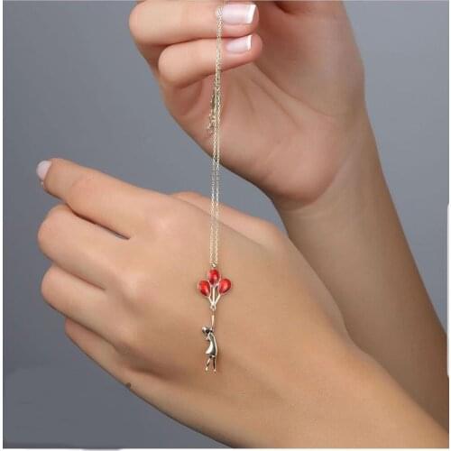 Symbol Gold Girl Gold Necklace With 14k Balloon Enamel Luxury Pendant Lady Fashion Trendy Delicate Choker Elegant Best Gift