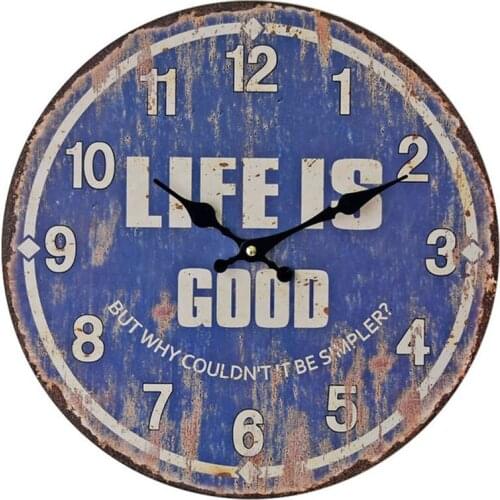 Blue Vintage Wall Clock Frameless Wall Decoration Electronic New Cartoon Wall Clock Round Silent Digital Clock For Bedroom