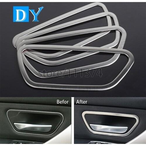Car Styling stainless steel interior door handle Frame Cover Decoration Trim For BMW 3 Series 328 320 316i F30 F31 14-15 Sticker