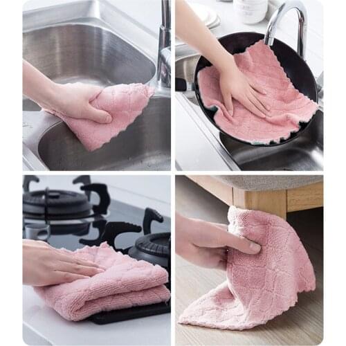 Microfiber Cleaning Cloth Super Absorbent Household Dish Towels Kitchen Oil And Dust Clean Wipe Non-Stick 5/10pcsOil Rags