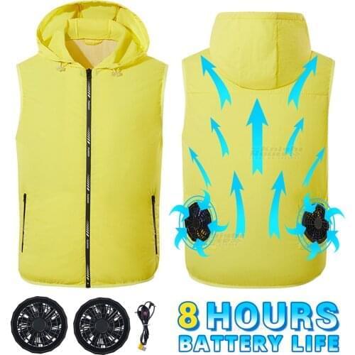 Outdoor Summer Cooling Fan Vest Fishing Cycling Runing Air Conditioning Clothing USB Power Supply Hiking Vest Jacket Windbreaker