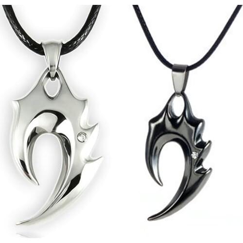 Unique Mens Wax Cord Alloy Rhinestone Tribal Flame Pendant Necklaces with Lobster Claw Clasps End Chains NOV99