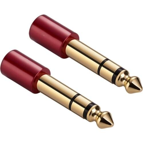 WinAqum Gold plated 6.35mm 1/4" inch Jack Plug to 3.5mm 1/8" Audio Converter Adapter T-332 315 Red M/F for Mic Earphone Keyboard