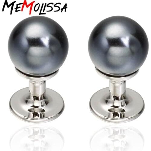 MeMolissa 1 Pair Round Ball Stainless Steel Cufflinks For Mens French Shirt Business Wedding Party Gift Fashion Cuff link