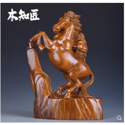 Yellow rosewood pear Black sandalwood Ebony Seal hou to place solid red wooden zodiac horse success monkey office crafts gifts