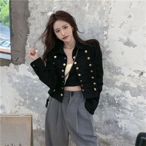 2021 Spring Autumn Korean Short Single-Breasted Womens Jacket Leisure Long Sleeve Clothes Female Coat Fashion Outerwear H1620