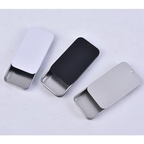 1PC 60*34*10mm Mini Iron Box Slide Cover Storage Box Wedding Jewelry Pill Cases Portable Tin Boxes Container Cosmetic Organizer