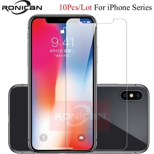 10Pcs Tempered Glass for iPhone X XR XS 11 Pro Max Explosion Proof screen protector Film for 5 5s 5C SE 6 6s 7 8 Plus SE 2020