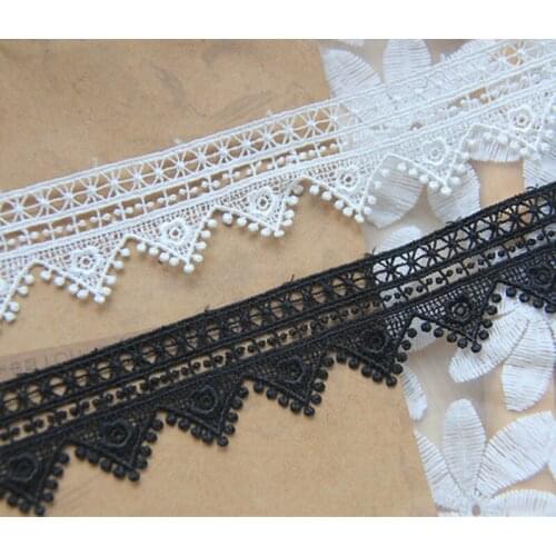 10Yards White Black Water Soluble Lace Trim Dangling Fringe Trimmings For Sewing Clothing DIY Crafts 35mm Width