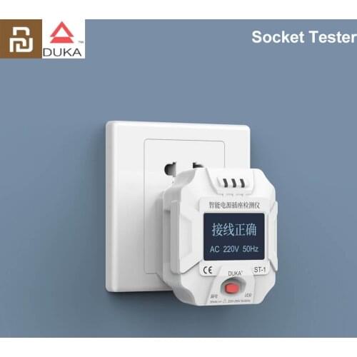 2021 AtuMan DUKA Outlet Socket Tester 90-250V Smart Digital Display LCD Circuit Polarity Detector Wall Plug Open Circuit Finder