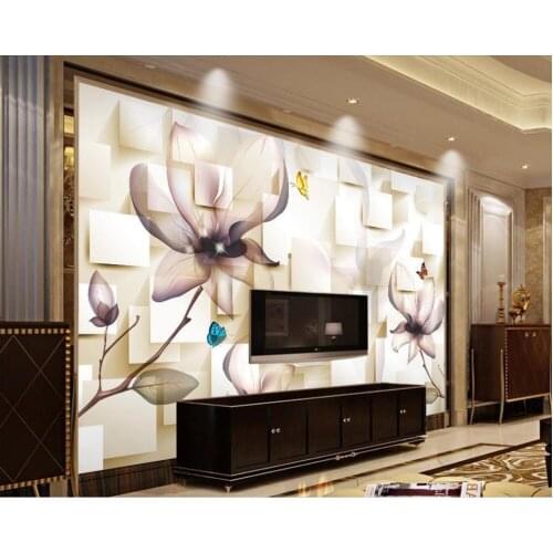 3d wallpaper for room Stylish transparent magnolia box background wall murals custom 3d wallpaper
