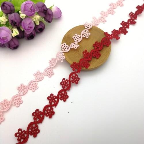 5yards Embroidered Colorful Polyester Soluble Lace Trim Lace Small Flower Fabric Trim DIY Home Decoration Lace Sewing Crafts