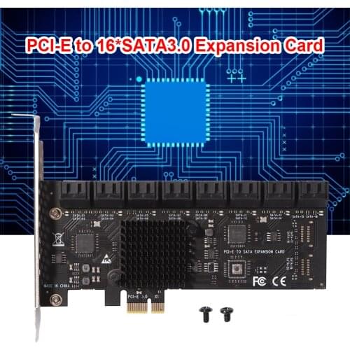 SA3112J PCIE Adapter 16 Port PCI-Express X1 to SATA 3.0 Controller Expansion Card 6Gbps Full Speed for Desktop PC Replacement