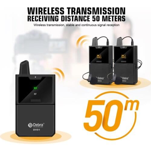 DV01/02 Wireless Lavalier Microphone with Audio Monitor Function UHF Wireless Lapel Mic for Smartphones DSLR Cameras Webcast