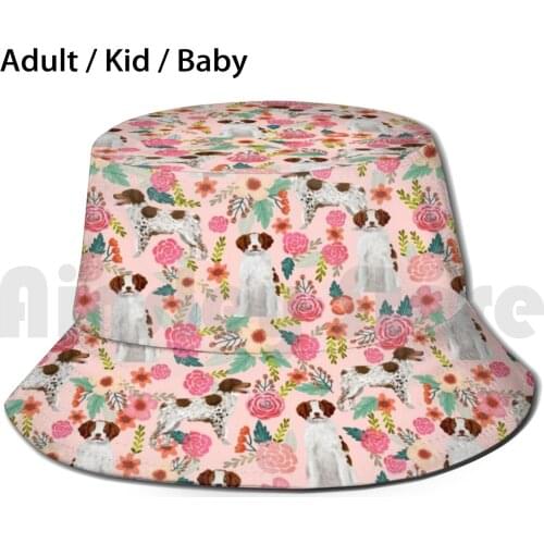 Brittany Spaniel Florals Pattern - Cute Dog Design , Dog , Brittany Spaniel Sun Hat 3099 Bucket Hat
