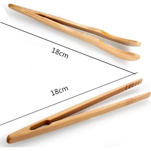 1Pcs Bamboo Wooden Food Tongs Kitchen Utensils Buffet Cooking Tools Anti Heat Bread Clips Pastry Clamps Kitchen Barbecue Tongs