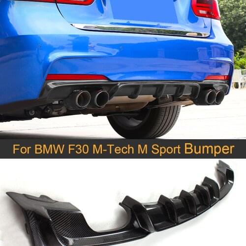 Car Rear Bumper Diffuser For BMW 3 Series F30 M-Tech M Sport Bumper 2012-2017 Rear Diffuser Lip Spoiler Carbon Fiber Four Styles
