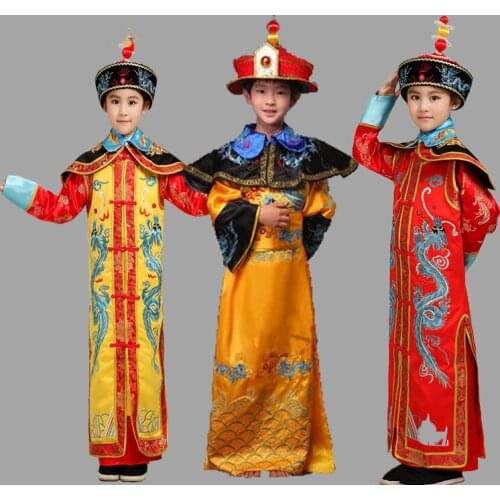 Qing dynasty emperor queen historical costume clothing of films and the emperor himself ancient costumes for kids