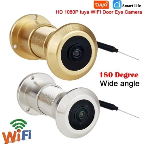 Tuya Door Eye Camera HD 1080P Super Wide Angle Night Vision Mini Cat Eye Door Wifi camWith Mic With Card Slot