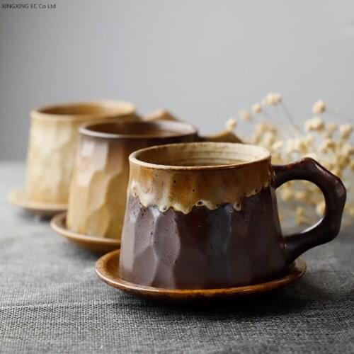 Ceramic Personality Mug with Handle Stoneware Retro Coffee Cup Creative Water Cup Simple Living Room Tea Table Decoration Cup