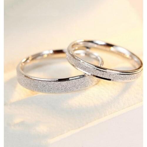 High quality Fashion Simple Scrub Stainless Steel lovers 's Rings 4 mm 6mm Widthsilver Color wedding ring jewelry