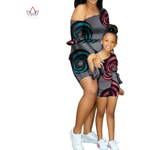 New BintaRealWax African Mother and Daughter Set Parent-child Outfit Dashiki African Top and Pant Set for Women wyq700