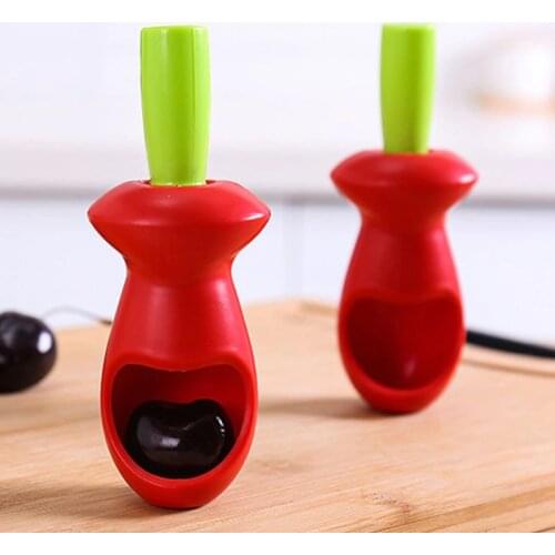 Creative Finger Press Cherry Corer Pitter Tool Fruit Seed Remover Plasitc Berries Stem Leaves Huller for fruit Cutter