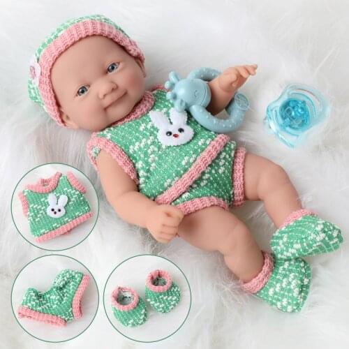 10 inch bebe reborn doll lifelike newborn dolls education toys 25cm Simulation soft Silicone pacifier Sweater waterproof dolls