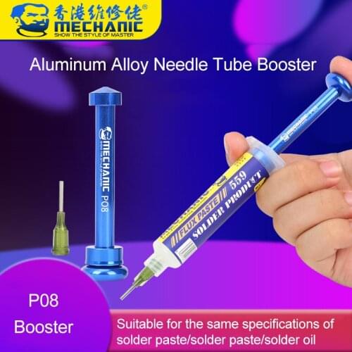 MECHANIC PO8 Aluminum Alloy Solder Flux Paste Booster Syringe Type Welding Oil Push Rod Propulsion Tools Soldering Accessories