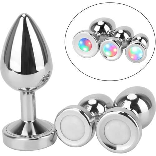 S/M/L Dildo Luminous Butt Plug Adult Games Anal Stimulator Prostate massage Bright Metal Anal Plug Sex Toys for Women Man