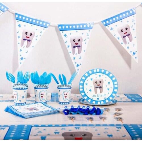 Cartoon Teeth party supplies paper tableware plate cup for baby shower wedding Christmas birthday decoration