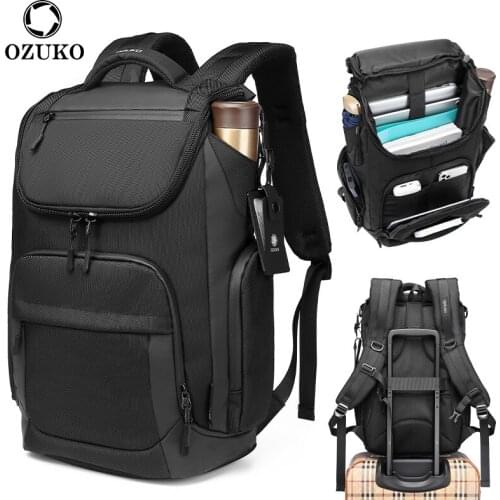 OZUKO 15.6 inch Large Capacity Multifunction Men Laptop Backpack Waterproof Business USB Charging Male School Bag Travel Mochila