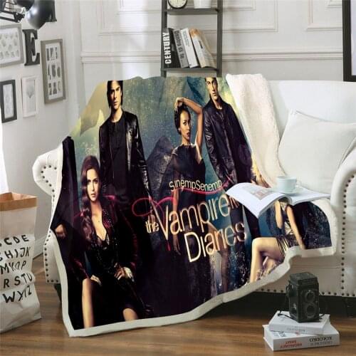 NEW Vampire Diaries 3D Printed Fleece Blanket for Beds Thick Quilt Fashion Bedspread Sherpa Throw Blanket Adults Kids 03