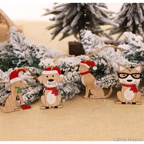 Christmas Ornaments Small Tree Hanging Pieces Pendants Wooden Christmas Festival Holiday Decorations For New Year Supplies