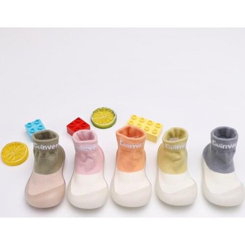 Infant Toddler Baby Letter Solid Non-slip First Walkers Elastic Socks Shoes Outdoor Breathable Cotton First Walkers Sock Shoes