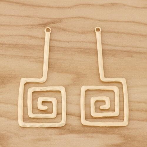 10 Pieces Matte Gold Swirl Spiral Square Charms Pendants for Earrings Jewellery Making Accessories 52x24mm
