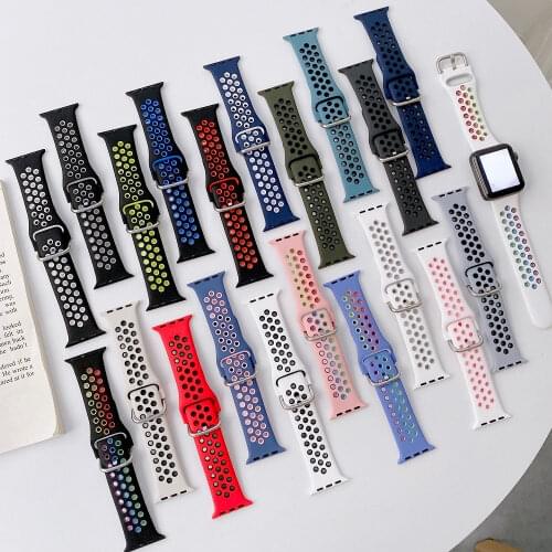 Silicone solo loop for Apple watch 6 se 5 4 40mm 44mm Sport band for iwatch 3/2/1 38mm 42mm wristband bracelet rainbow strap