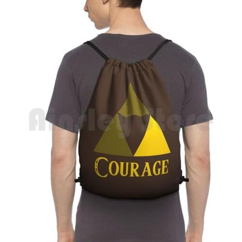 Courage Backpack Drawstring Bags Gym Bag Waterproof Link Ganon Ganondorf Triforce Courage Wisdom Power Din Farore Nayru