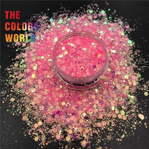 TCY044 Shinning Silver Pink Color Hexagon Nails Glitter Nail Art Decoration Nail Gel Body Art Glitter Handwork Tumblers Festival