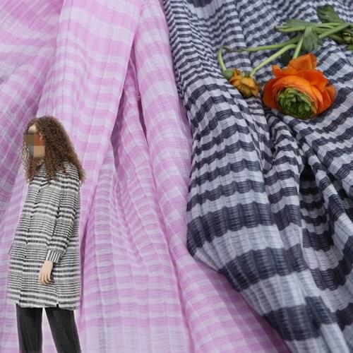 Texture High Quality Natural Silk And Cotton Yarn-dyed Fabric For Sewing Cloth Dresses Robe Summer Thin DIY Handmade Designer