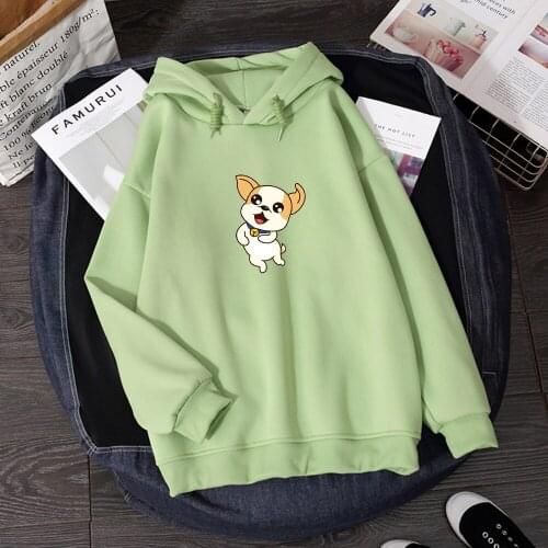 Harajuku Fashion Sweatshirts for Women Dog Printed Solid Color Hoodies Tracksuit Dog Sweatshirt Long Sleeve Casual Sportswear