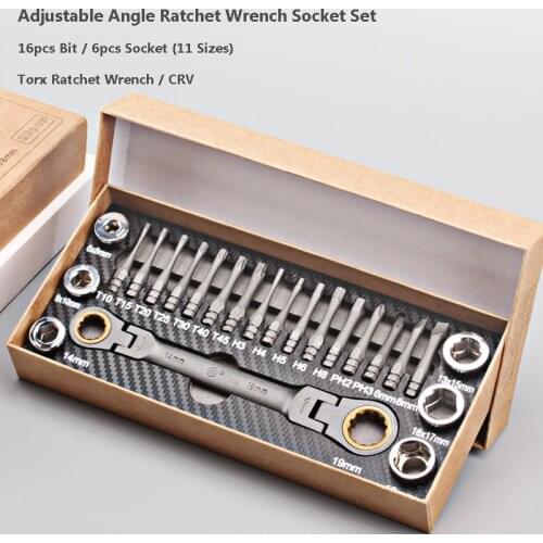 Torx 72 Teeth Ratchet Wrench 180 Degree Adjustable Wrench Screwdriver Set Phillips Hexagon Torx Socket Household Repair Tool