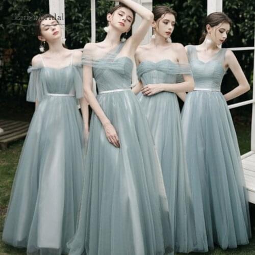 A Line Bridesmaid Dresses Green Floor Length Modest Simple Wedding Guest Dress New Eve Dress Wedding Party For Women JQ643