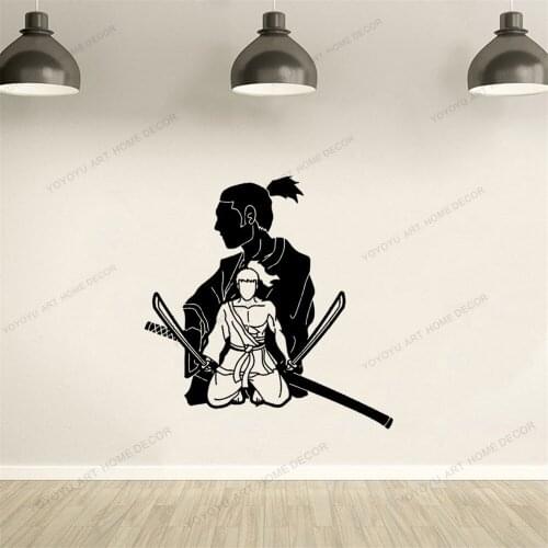 Vinyl Wall Decal Samurai Oriental Martial Arts Japanese Warrior Sword Stickers Mural Living Room Decoration Art CX831